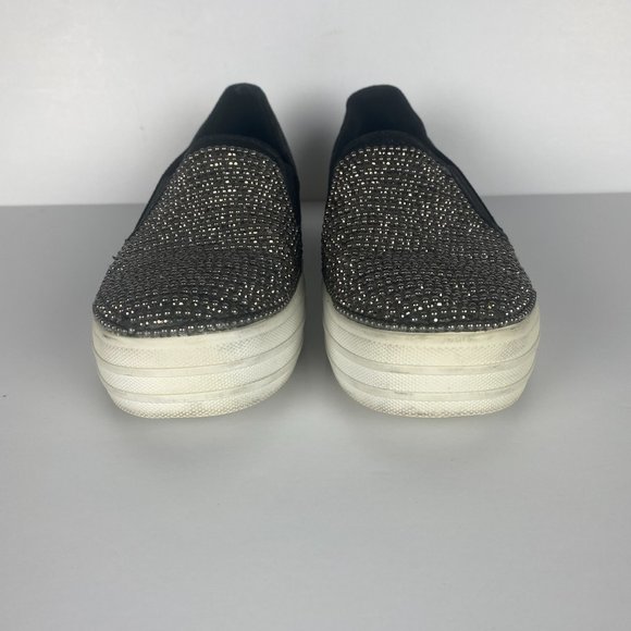 Skechers Shoes Womens 6 Double Up Shiny Dancer 801 Black Casual Slip On Sneaker - Picture 7 of 16